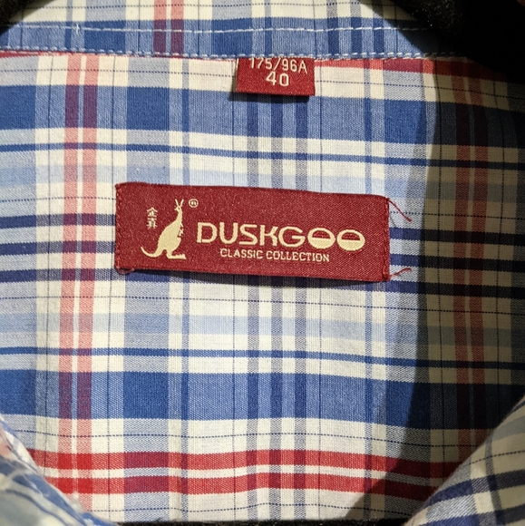 Duskgoo (KANGAROO) short sleeve plaid button u Men's medium. - Picture 4 of 8